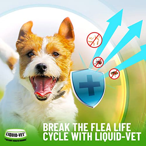 Liquid-Vet Flea & Tick+ Advanced Powerful Flea and Tick Prevention for Dogs with Natural Ingredients and Plant Extracts - Food-Grade Topical Dog Flea Treatment for Dogs 12 Weeks and Older Made in USA