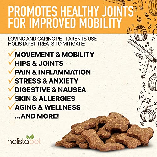 HolistaPet Hemp Dog Treats - Joint & Mobility Care - 30 Crunchy Treats - 300mg - Made in USA - Powerful Relief with Hemp Oil Turmeric & Boswellia - 100% Organic - for Hips & Joint Pain, Inflammation