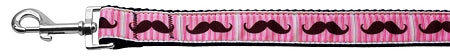 Pink Striped Moustache Nylon Dog Leash Inch Wide Long