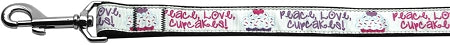 Peace Love Cupcakes Nylon Dog Leash Inch Wide Long