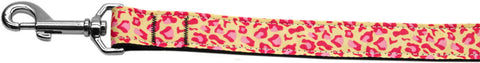 Tan And Pink Leopard Nylon Dog Leash Inch Wide Long