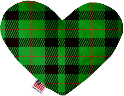 Green Plaid 6 Inch Heart Dog Toy