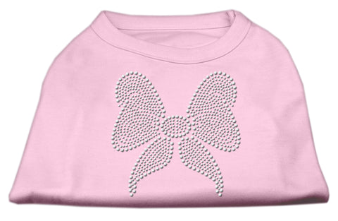 Rhinestone Bow Shirts Light Pink