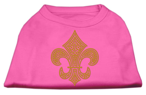 Gold Fleur De Lis Rhinestone Shirts Bright Pink