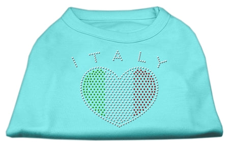 Italy Rhinestone Shirts Aqua