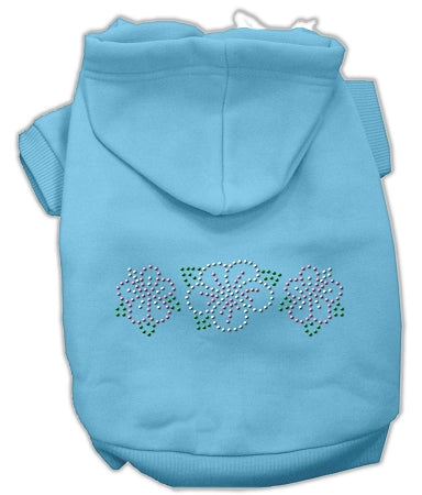 Tropical Flowers Rhinestone Hoodies Baby Blue