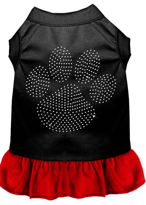 Rhinestone Clear Paw Dress Black With Red