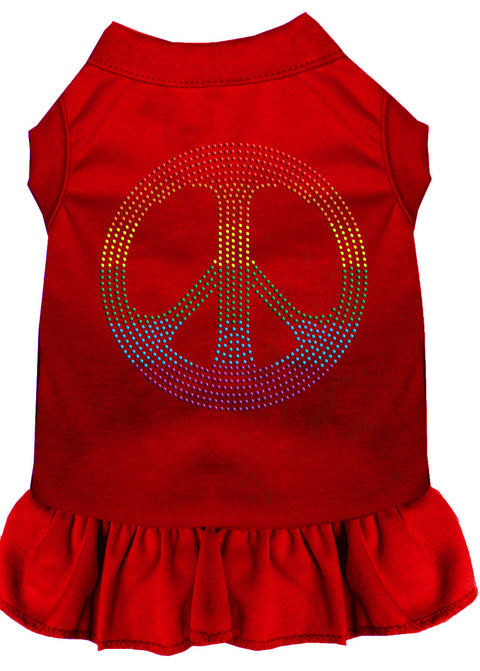 Rhinestone Rainbow Peace Dress Red