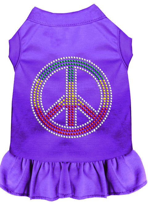 Rhinestone Rasta Peace Dress Purple