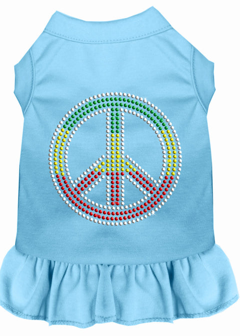 Rhinestone Rasta Peace Dress Baby Blue