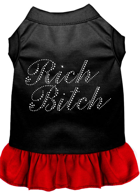 Rhinestone Rich Bitch Dress Black