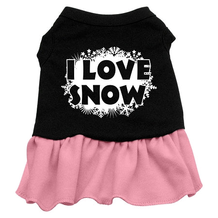 I Love Snow Screen Print Dress Black With