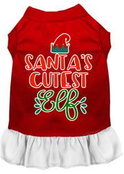 Santa's Cutest Elf Screen Print Dog Dress