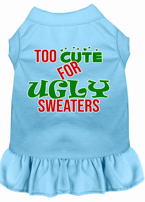 Too Cute For Ugly Sweaters Screen Print Dog Dress