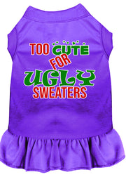 Too Cute For Ugly Sweaters Screen Print Dog Dress