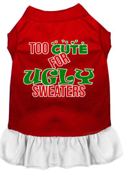 Too Cute For Ugly Sweaters Screen Print Dog Dress