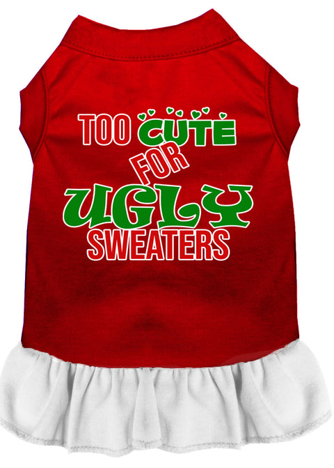 Too Cute For Ugly Sweaters Screen Print Dog Dress