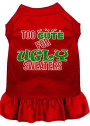 Too Cute For Ugly Sweaters Screen Print Dog Dress