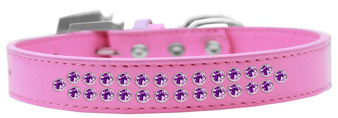 Two Row Purple Crystal Size Dog Collar