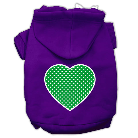 Green Swiss Dot Heart Screen Print Pet Hoodies Size