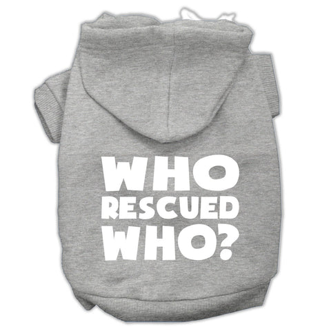 Who Rescued Who Screen Print Pet Hoodies Size