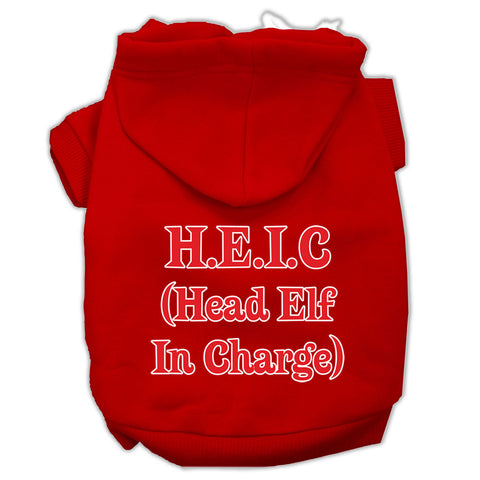 Head Elf In Charge Screen Print Pet Hoodies Size