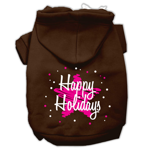 Scribble Happy Holidays Screenprint Pet Hoodies Size