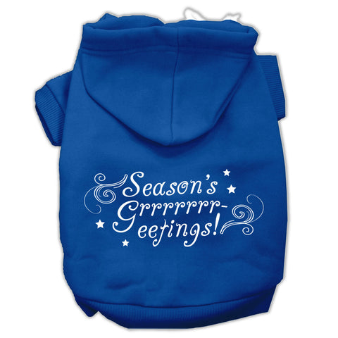 Seasons Greetings Screen Print Pet Hoodies Size