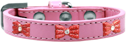 Red Glitter Bow Widget Dog Collar Size