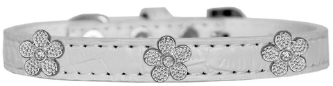 Silver Flower Widget Croc Dog Collar Size